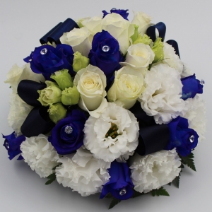 Centrotavola brillante rose blu e bianche