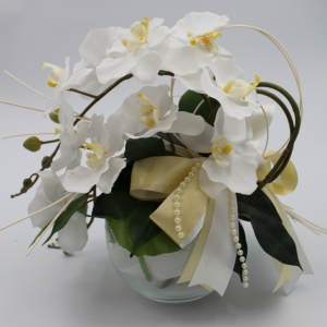 Orchidea Ramificata in vaso di vetro bianca