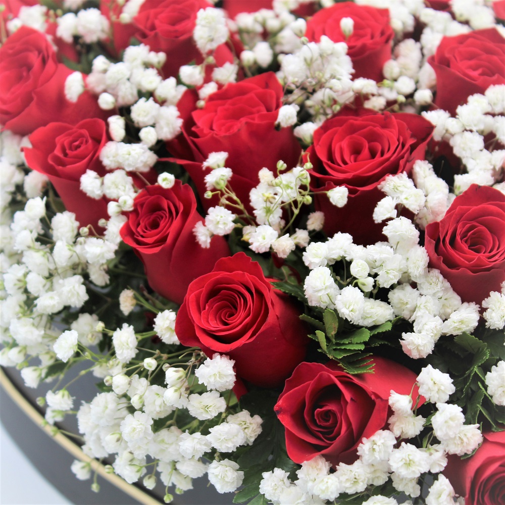 Cuore di Rose Rosse in scatola dettaglio