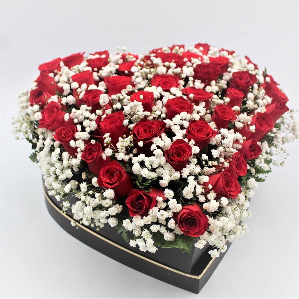 Cuore di Rose Rosse in scatola profilo