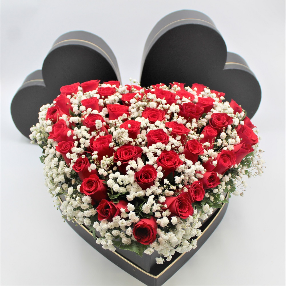 Cuore di Rose Rosse in scatola tre dimensioni