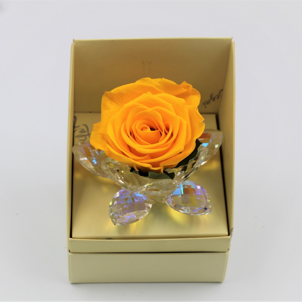 Rosa Gialla Stabilizzata in Petali di cristallo dettaglio cris