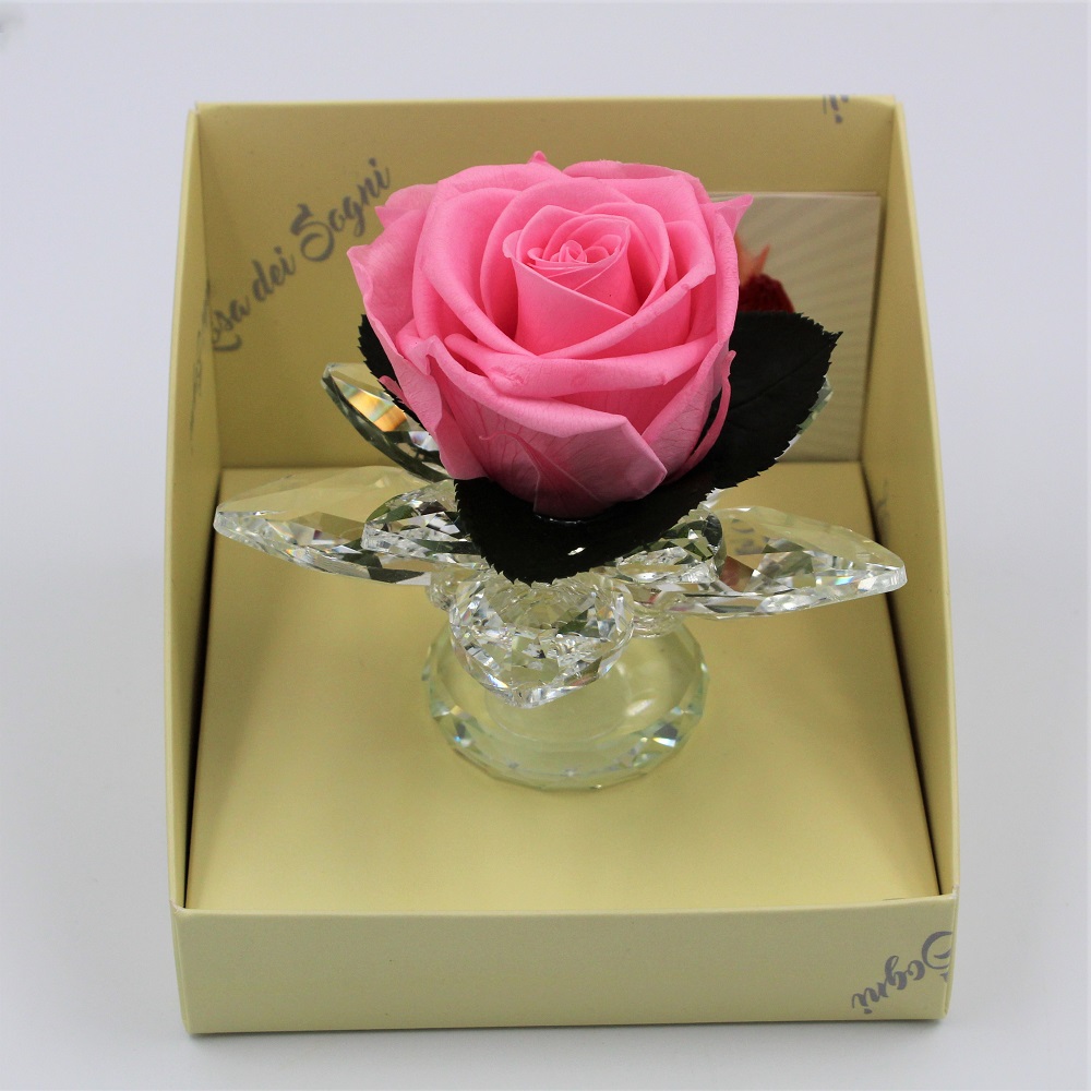 Rosa Rosa Stabilizzata in Calice di Cristallo Rosa Rosa Stabilizzata in Calice di Cristallo