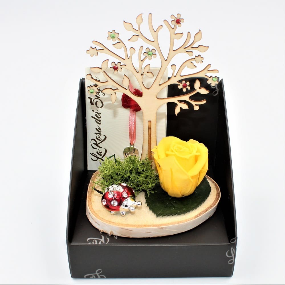 Rosa Stabilizzata Albero Della Vita Gialla Rosa Stabilizzata Albero Della Vita Gialla