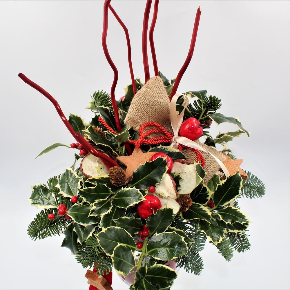 Composizione Natalizia in Calice di Vetro alto