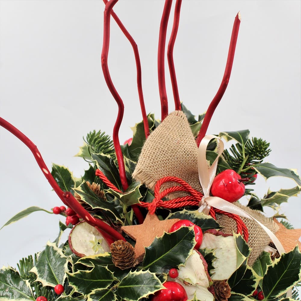 Composizione Natalizia in Calice di Vetro dett