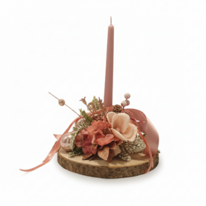 Centrotavola con candela di Natale rosa