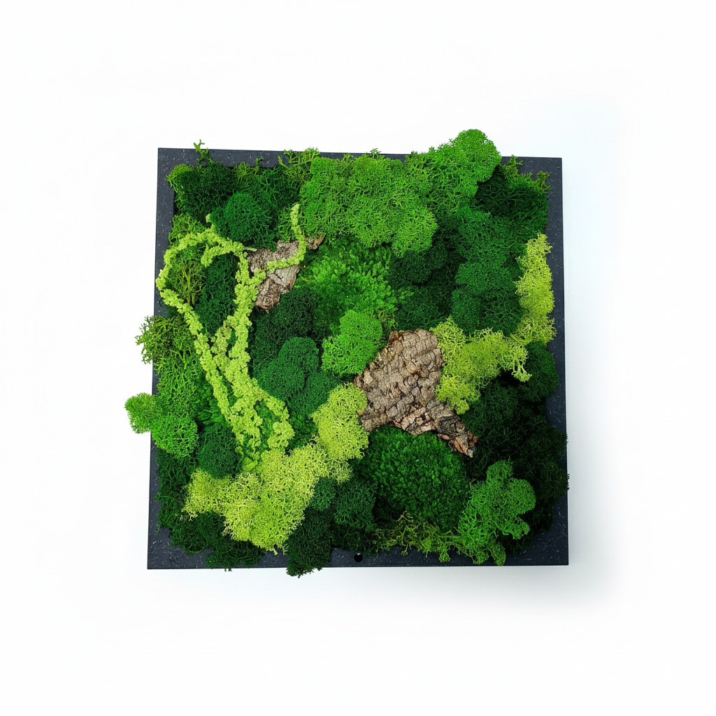 quadro muschi e licheni stabilizzato sfondo chiaro